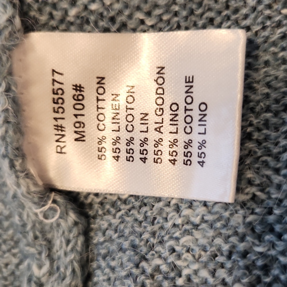 Miracle Blue Sweater with Cream Trim - Picture 3 of 4
